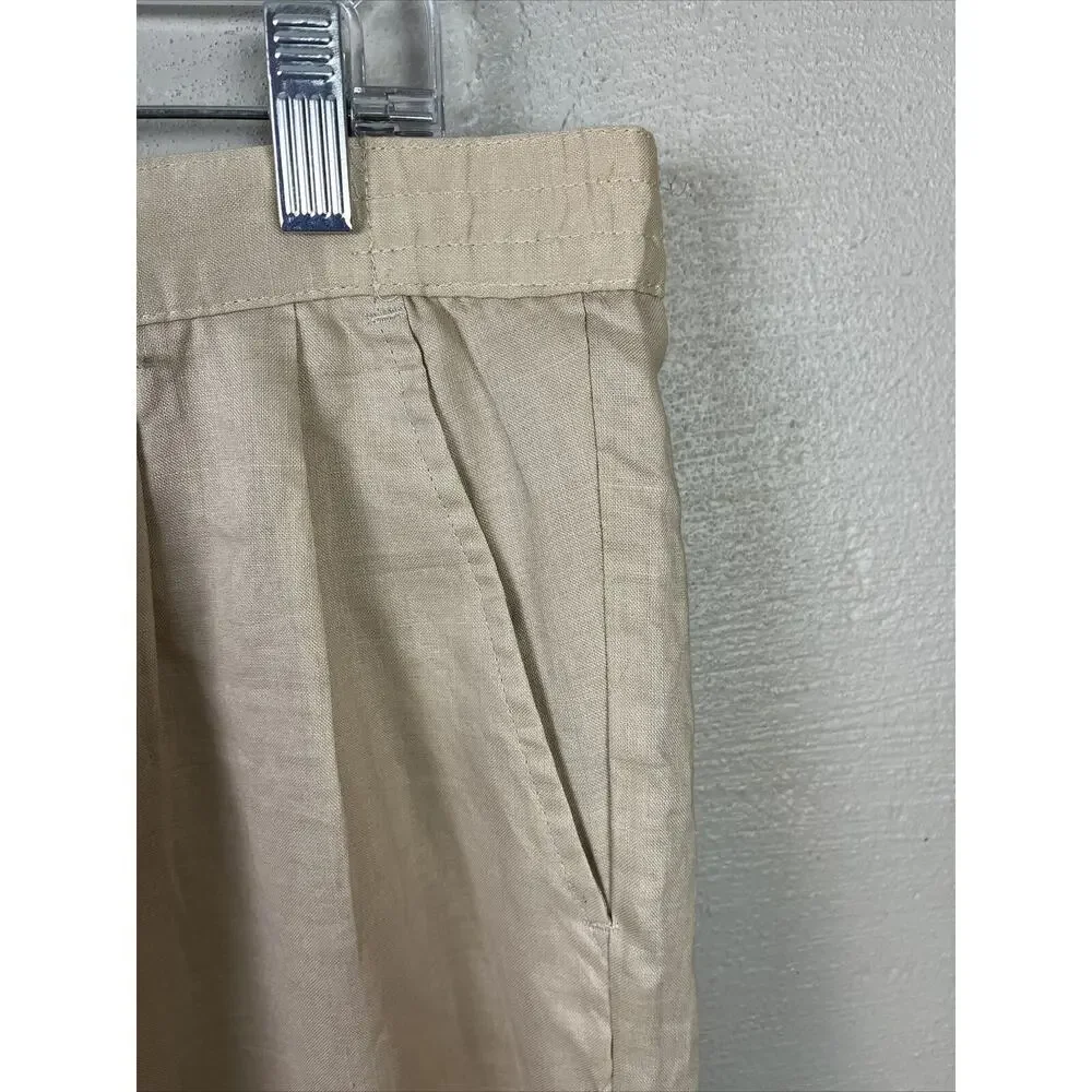 GOD BODY COLLECTION Linen Pants Mens 38 Khaki Flat Front Straight Fit